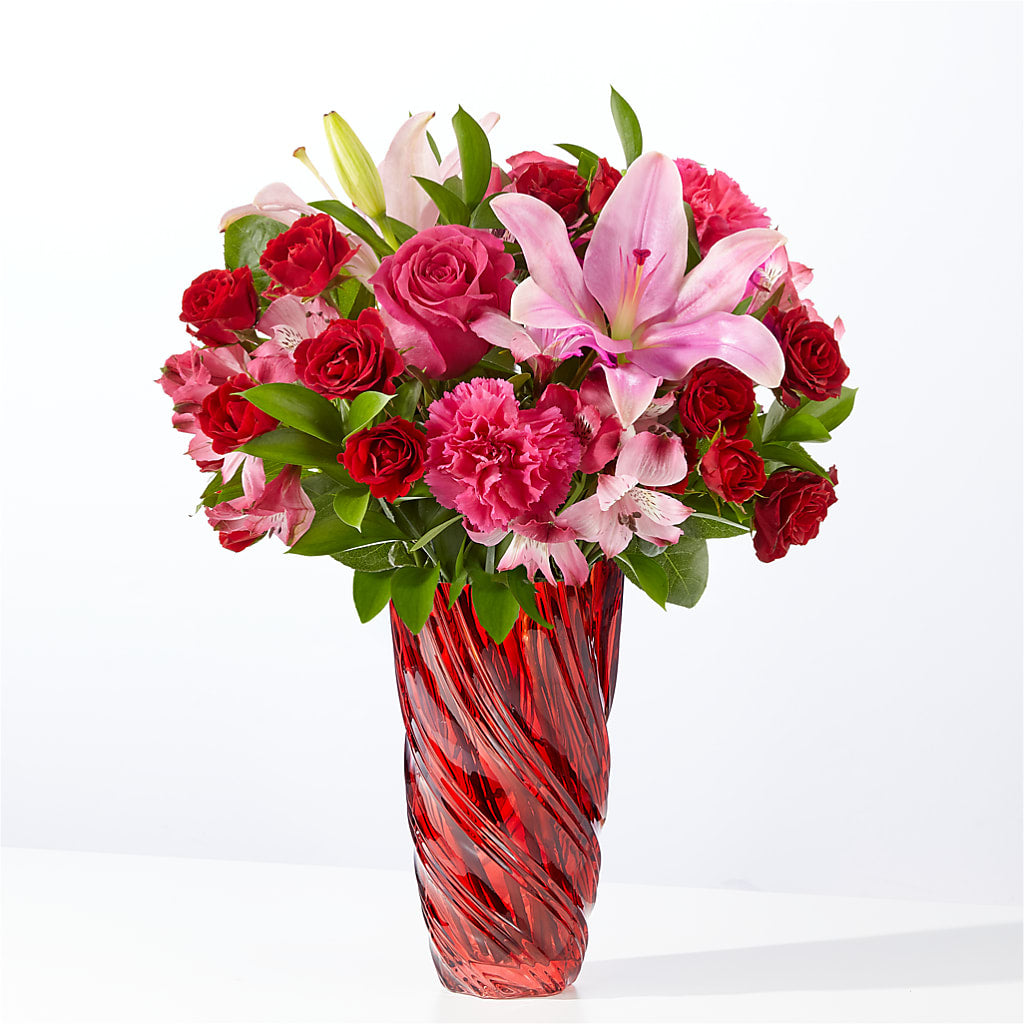 In Love Bouquet with Luxe Swirl Vase – Aux 1000 Fleurs, Saint-hyacinthe PQ
