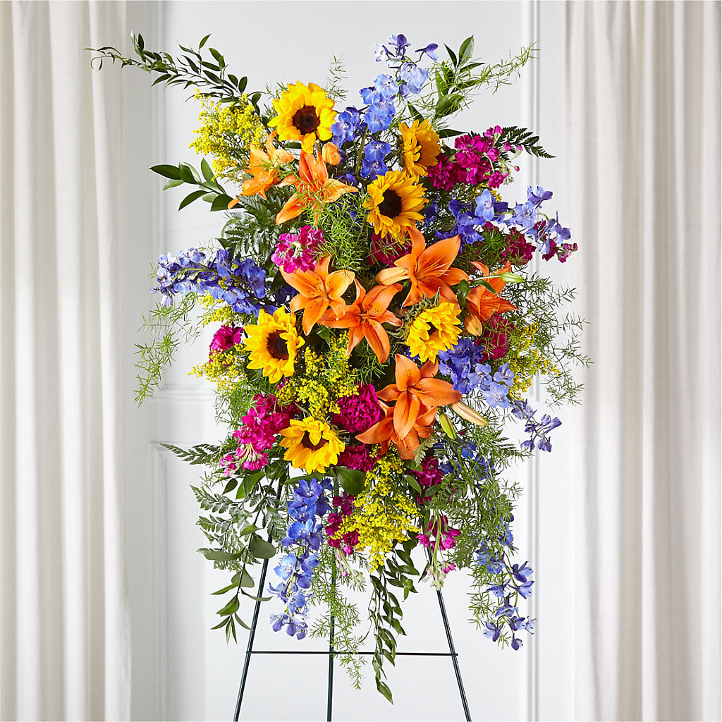 Sunlit Memories Standing Spray (Standard) – Aux 1000 Fleurs, Saint-hyacinthe PQ